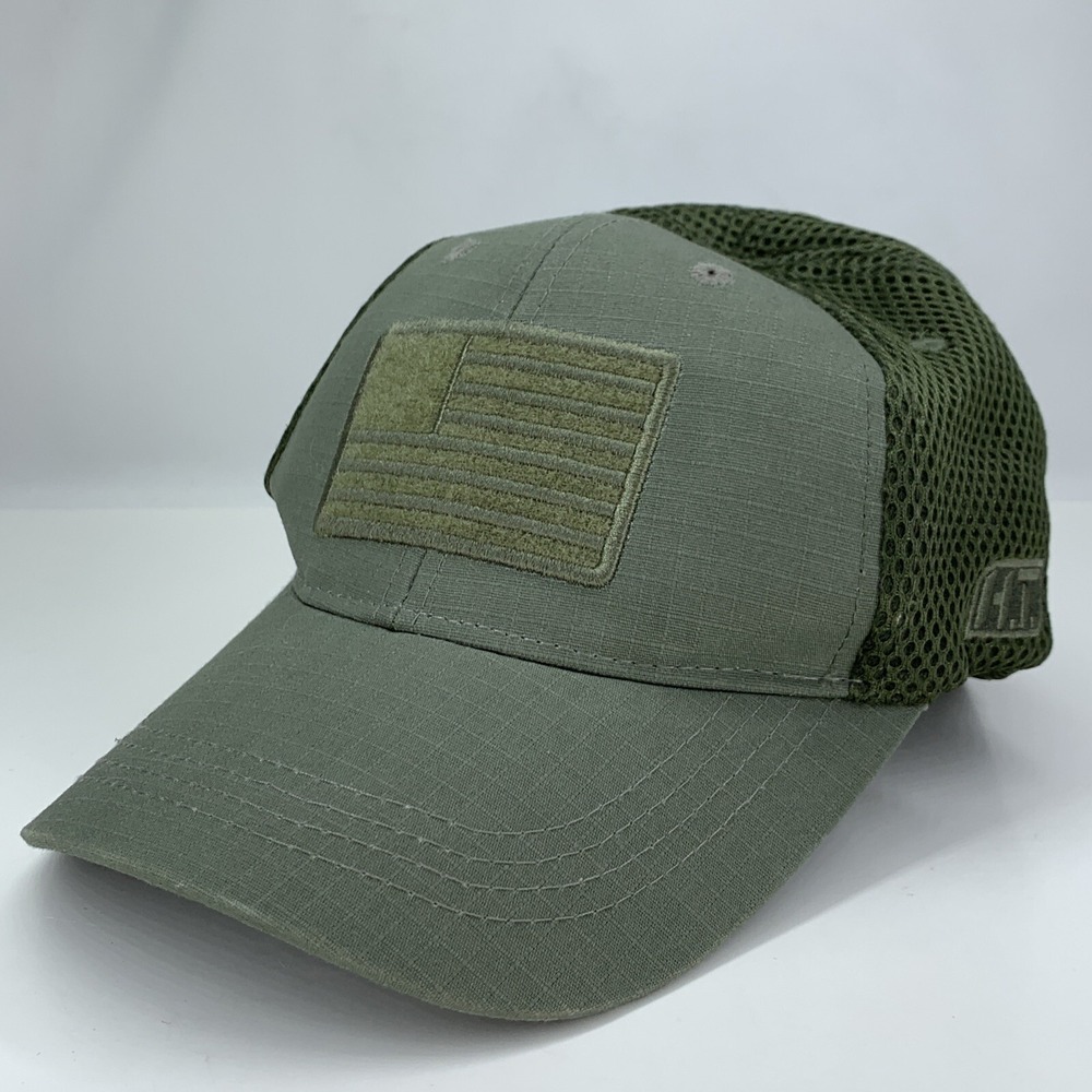 Highland Tactical Men's Mesh Hat USA Flag Green One Size Fits Most Med / Lg Cap